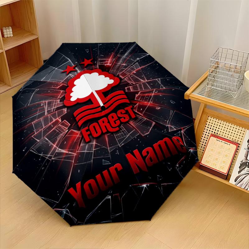 Nottingham Forest FC Automatic 3‑Fold Umbrella 8‑Rib Windproof Folding Umbrella Sun Rain Protection For Outdoor Travel Daily Use