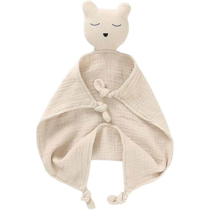LAWKUL Baby Lovey Organic Cotton Muslin Soft Security Blankets Comfy Lovie for Newborn Infants Boy Girls Unisex Bunny Green