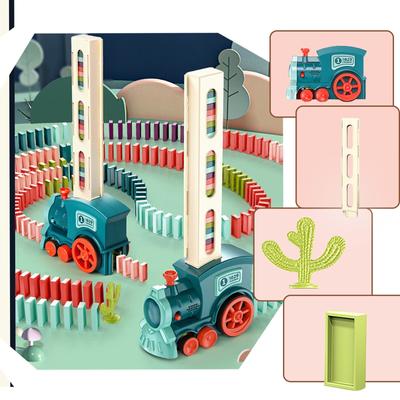 The Electric Domino Train Is Automatically Placed The Children's Sound And Light Educational Toy Car