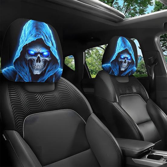 Grappige Cartoon Auto Hoofdsteunhoezen, Universeel Ademend Elastisch Stoel Nekkussen Beschermer, Halloween Spookachtige Auto Interieur Decoratie