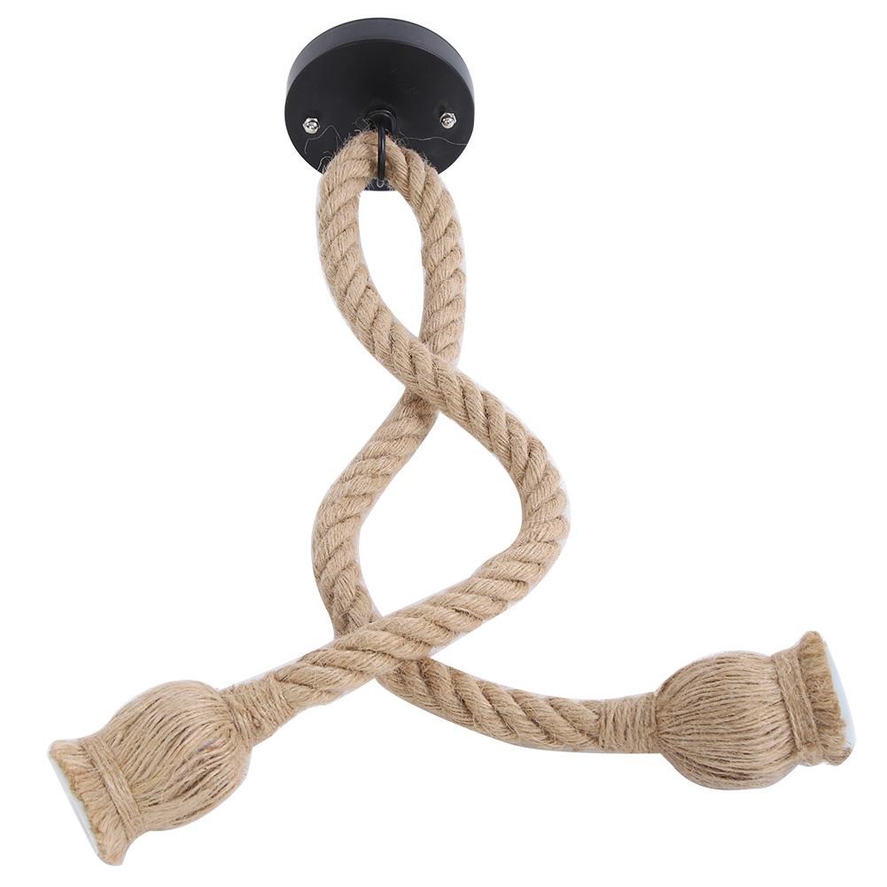 Bază Lampă E27 1,5m Frânghie de Cânepă Cablu Electric DIY Pandantiv Decorativ Suport Bec (două suporturi pentru bec)