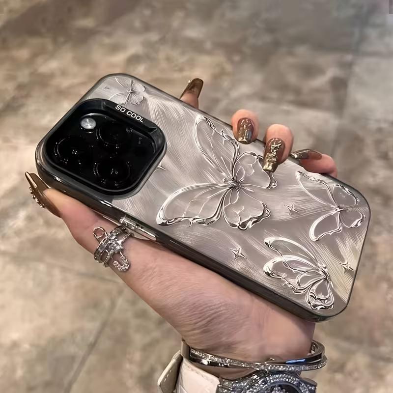 Phone Case for vivo Y400 Y04 Y03 Y78 Y36 Y100 Y27 Y17s Y16 V60 V50 V30e V40 V27e V29 S15 iQOO Z10 Pro Lite 5G Silvery Butterfly