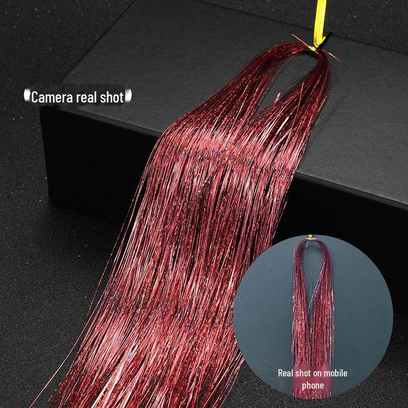 Gold Shiny Tinsel Hair Extensions - Laser-Cut, Colorful, Metallic Threads for Seamless Styling