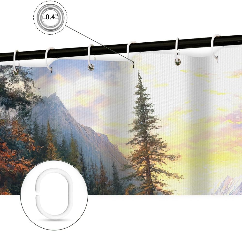 Rustic Cabin Lodge Shower Curtain With Bear Moose, Camo River Lake Woodland Wildlife Bath Curtain Hunting Camp Country Forest