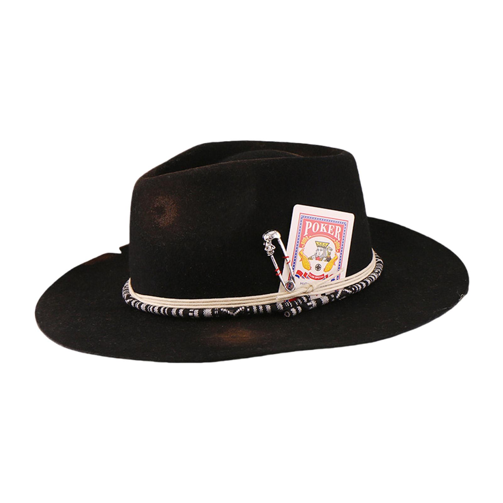 

Classical Poker Homburg Top Hat Panama Hat Gift for Boyfriend Top Hat Cowboy Costume for Outdoor Gatherings 1