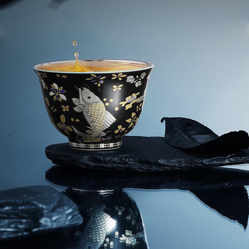 Zhuijia Fish Algae Pattern Gold & Silver Inlaid Silver Teaware Set