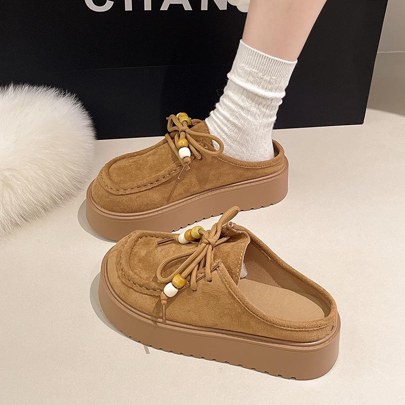 Retro Birkenstock slippers women's autumn wear 2025 new retro one-pedal bag head half slippers are good for casual shoes