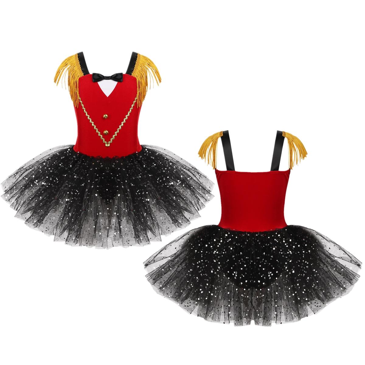 

Kids Girls Christmas Halloween Party Sparkly Circus Ring s Master Inspired Princess Tutu Dress Dance Costume 5-6 Years