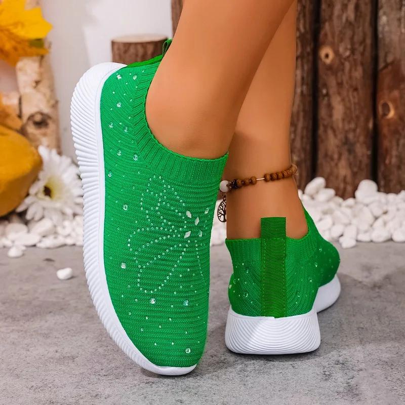 Fashion 2025 Fashion Ladies Shoes Slip-on Women's Vulcanize Shoes New Crystal Casual Plus Size Light Comfortable Breathable Sneakers