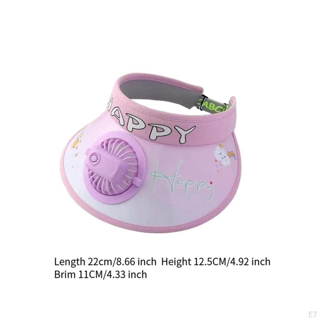 Cooling Fan Hat 3 Speeds Sun Visor for Children Beach Girls Traveling Kids
