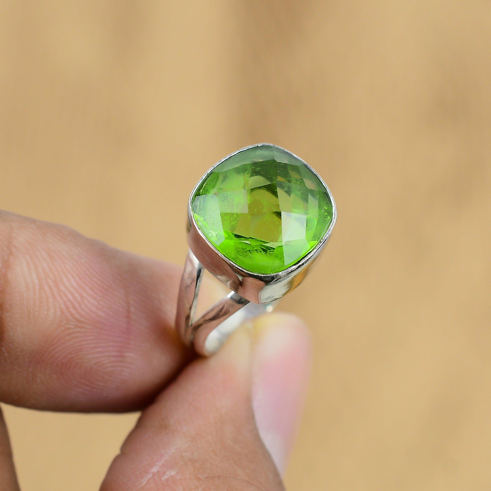 

Womens day Sale Natural Peridot Sterling Silver Multi Stone New Ring Size 7.75 No