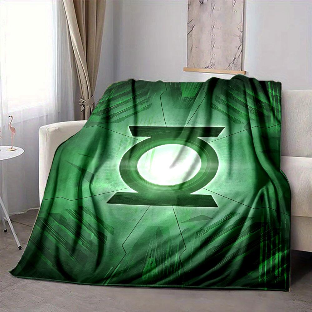 1pc Green Lantern Symbol Blanket Polyester Fiber, All Season Comfort for Sofa, Bed, Office, Car, Camping Ideal Home Decor & Gift, Office Comfort