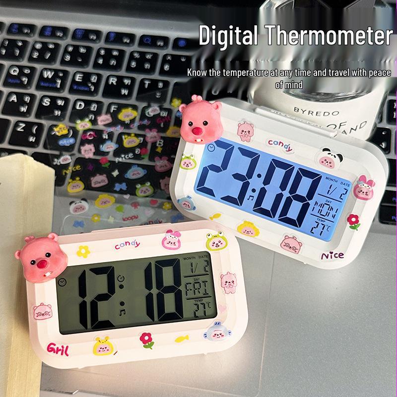 Luminous Cute Beaver Alarm Clock - Multifunctional Silent Desktop Clock with Timer for Dorms and Bedside.