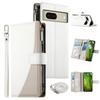 For Google Pixel 8 Case Zipper Wallet Color Splicing Leather Flip Phone Cover with Straps