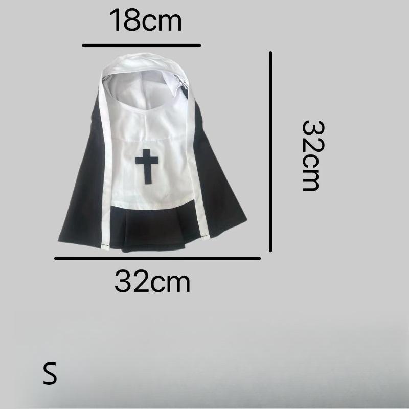 Nun Costume for Cat & Dog - Breathable Funny Pet Clothing, Small Medium Size Cosplay Photo Props Viral TikTok Instagram