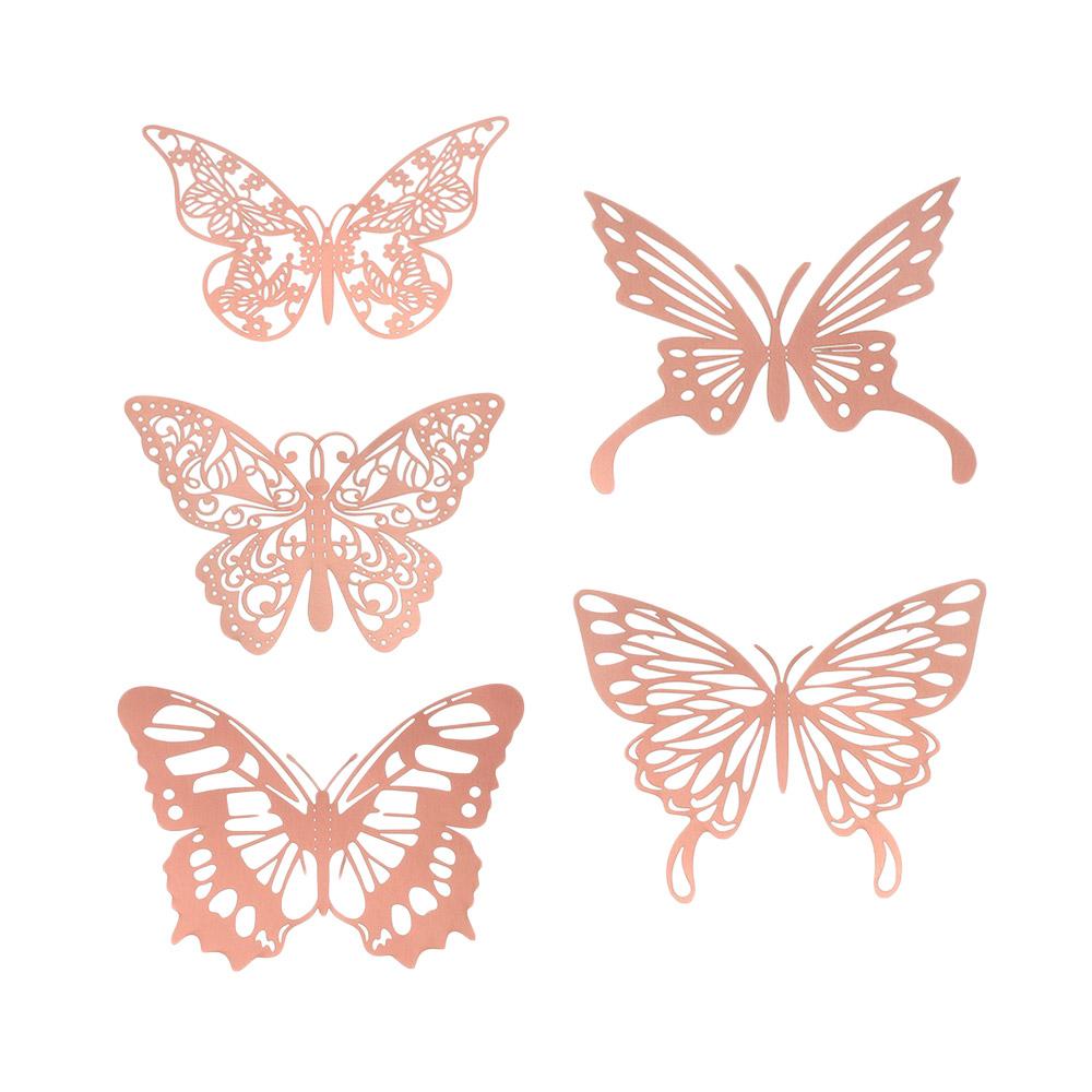 Ozdobné potřeby na párty Zlato Stříbro Růžové zlato 3D samolepky na zeď dutý motýl Samolepky Mariposas