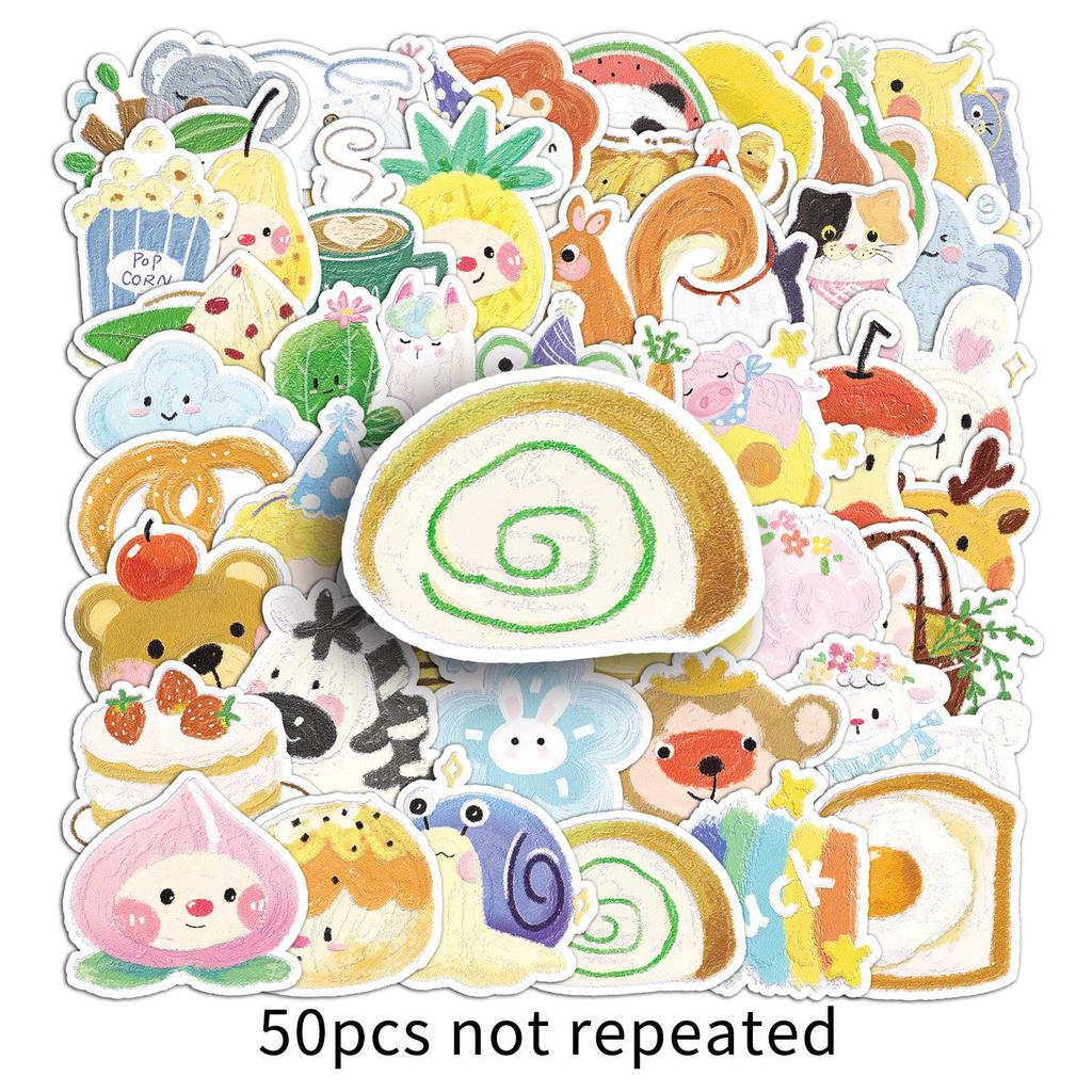 50PCS Cartoon-Style Waterproof Stickers: Cute Graffiti for Journals