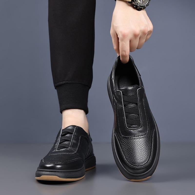 Die erste Schicht Rindsleder Sommer neue Herren Freizeitschuhe echtes Leder atmungsaktiv Herren Ein-Pedal Herrenschuhe vielseitige Lederschuhe Schuhe