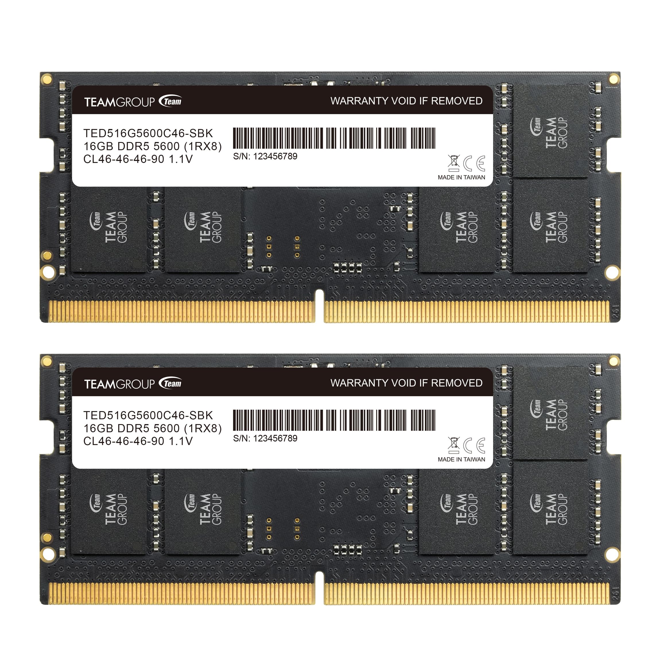 

TEAMGROUP (formerly Team) DDR5 5600MHz 32GB (2 x 16GB) SODIMM PC5-44800 CL46 1.1V JEDEC Compliant ELITE Series Laptop Memory [TEAM Japan Official Prod