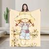 Sarah Kay Dziewczynka siedząca na płocie z ptakami Koc flanelowy do wystroju domu Dekoracyjny estetyczny narzuta na łóżko Pokrowiec na sofę i łóżko