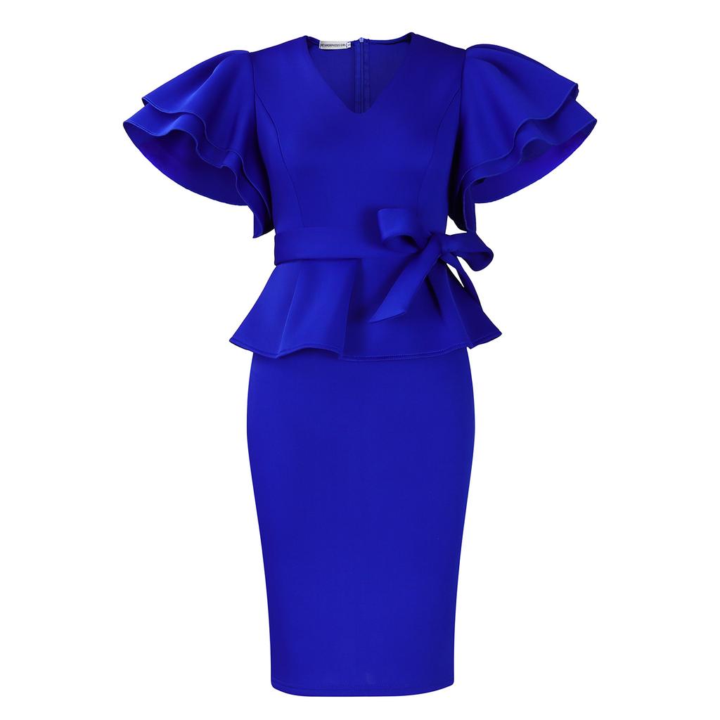 Women's Fashion Elegant Ruffle Leaf Slim Fit Dress Women's Dress Dress