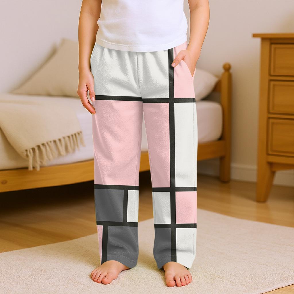 Fashionable Children's Versatile Retro Floral Print Pocket Casual Pants