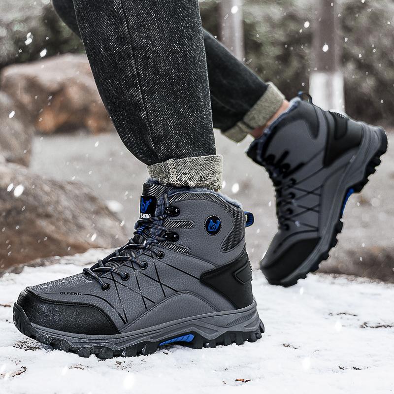 TUINANLE Men's Winter High-Top Cotton Shoes: Warm Velvet, Outdoor Mountaineering, Casual Sports Footwear.