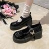 Small leather shoes women's 2025 new summer butterfly black jk single shoes platform heightening high heel shorty Le Mary Jane shoes