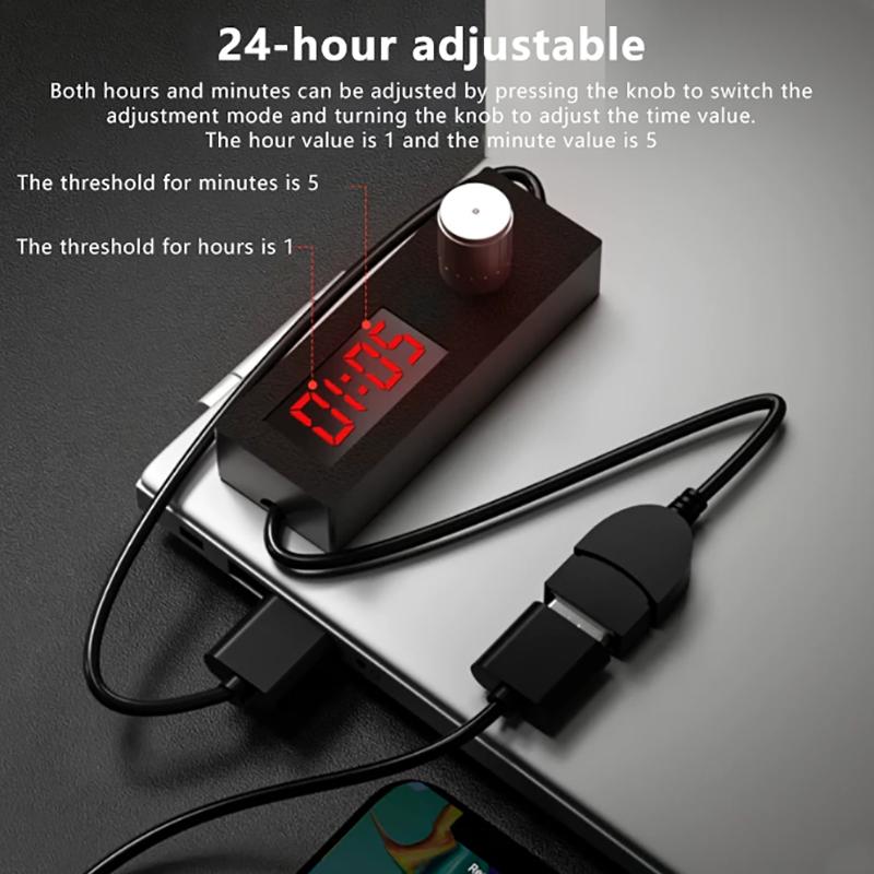 Interruttore Timer USB con Display Digitale Affidabile, Cavo di Alimentazione Regolabile Portatile, Interruttore di Spegnimento Automatico, Gestione Alimentazione