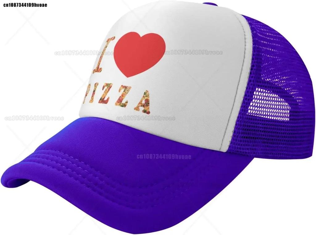 I Love Pizza Hat Mesh Cap for Men Women Adjustable Trucker Hat Baseball Cap