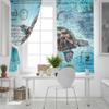 Cortinas blackout retrô aquarela de tartaruga do oceano de verão para sala de estar, quarto, tratamento de janela impresso, decoração de casa