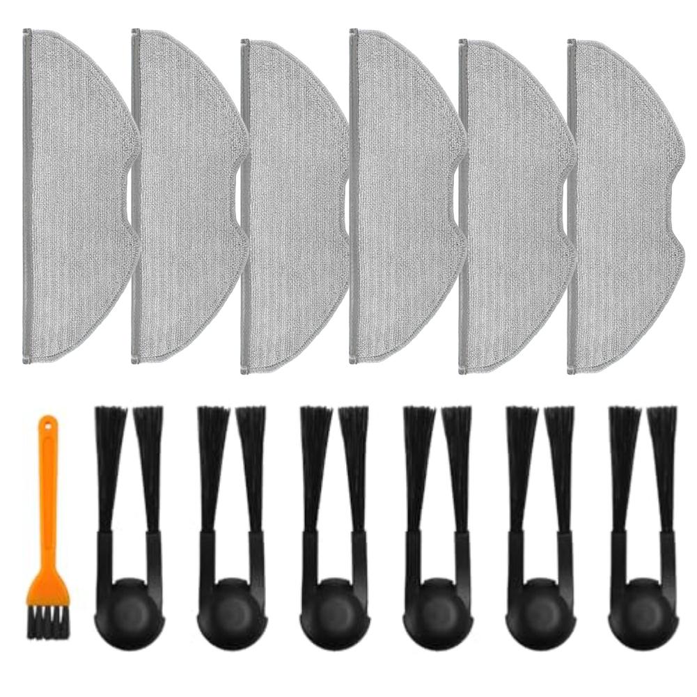 Mop Cloth and Side Brush Kit for Xiaomi Robot Vacuum H40 OV51 Compatible Includes 6 Side Brushes 6 Mop Pads and Cleaning Brush