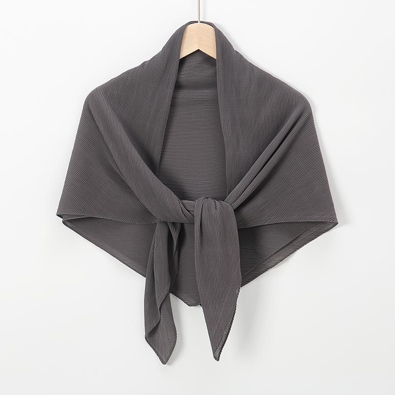 Pleated Square Scarf For Women Muslim Chiffon Hijabs Shawl Solid Crinkle Headscarf Wraps Islamic Turban Headband Bandana Foulard