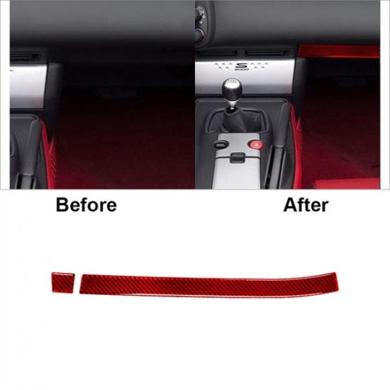 2Pcs Red Carbon Fiber Passenger Dashboard Cover Trim For 2000-2009 Honda S2000