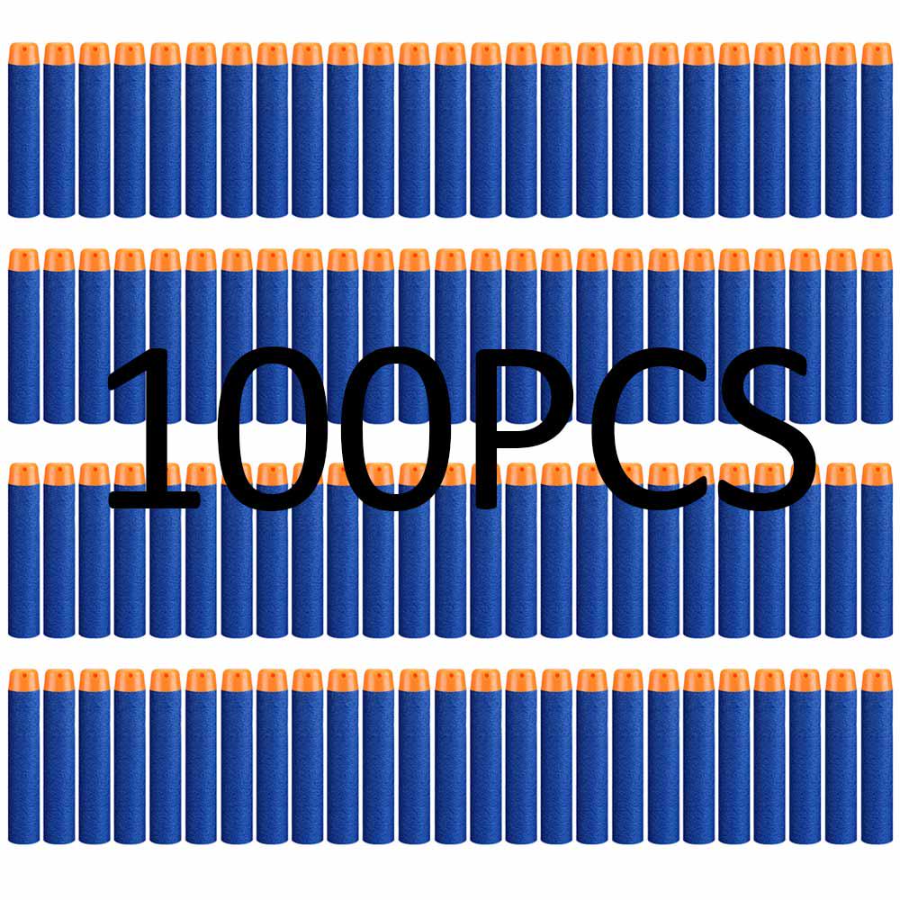 

100 шт., 7,2 см, мягкие пули с полыми отверстиями, головка с присоской, пуля, заправка, Дартс, игрушечный пистолет, пули, игрушки TYPE A синий