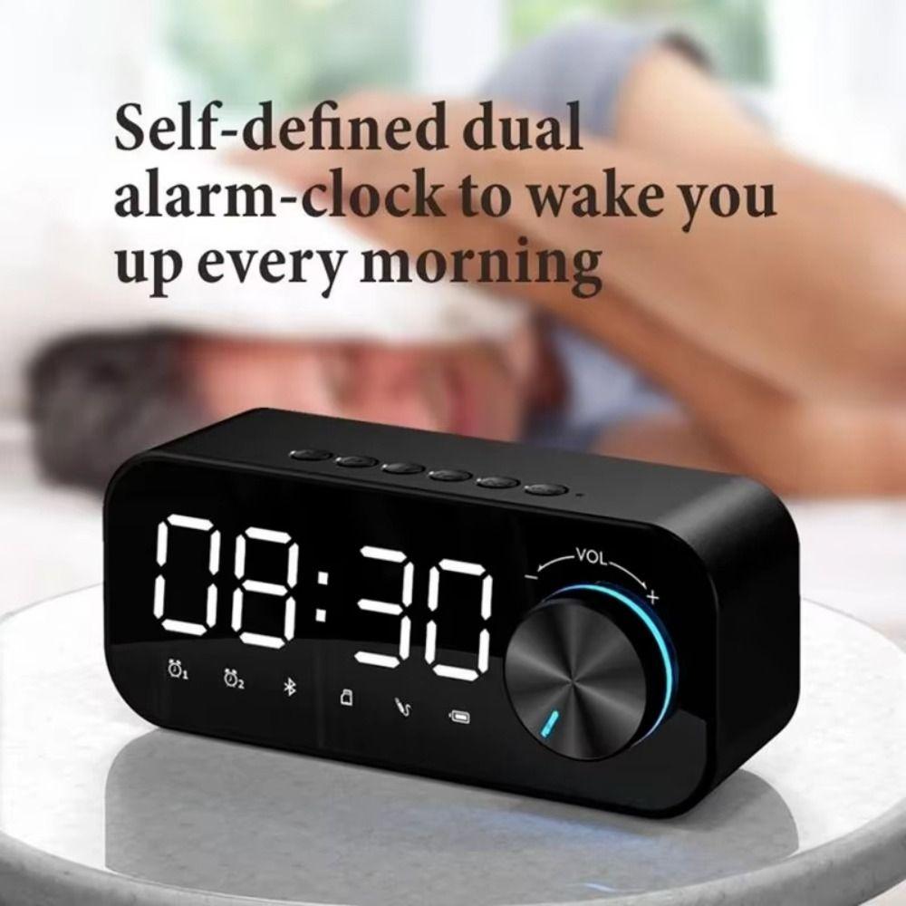 Small Size Mini Alarm Clock Portable Design 2 In1 Bluetooth Speakers Bluetooth Speaker  Alarm Clock
