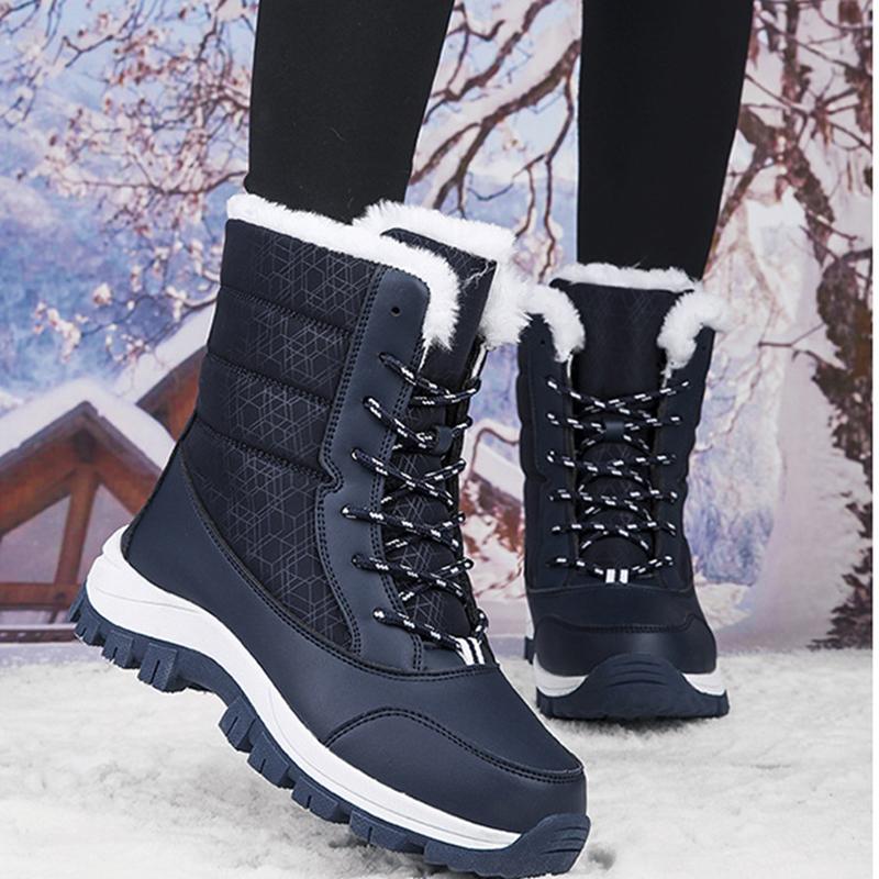 Fashion Waterproof Winter Boots Plush Women Mid-Calf Boots Cold-Proof Long Boot Outdoor Snow Boot Warm Women Shoes Botas Para Hombre