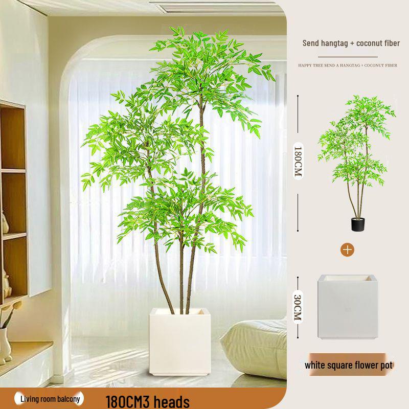 High-End Nandina Domestica Floor-Standing Faux Green Plant for Indoor Decoration