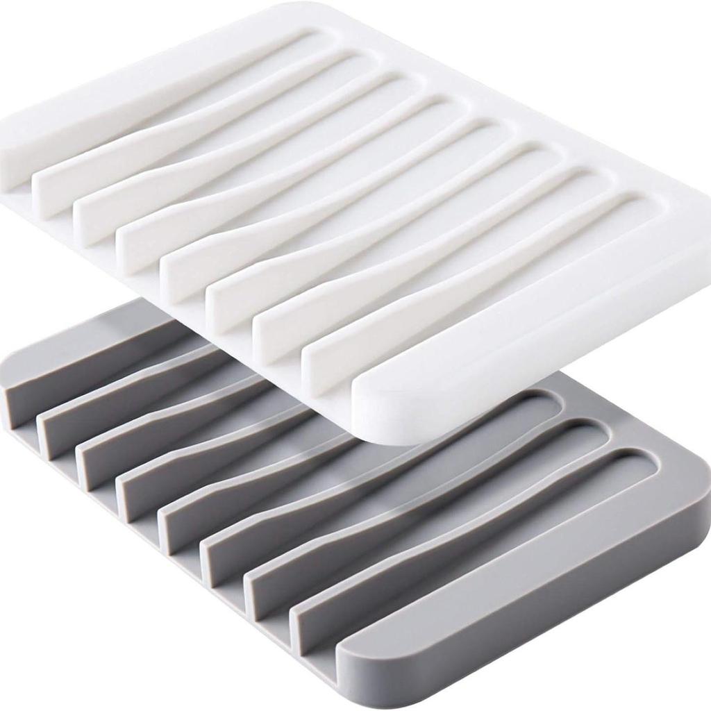 Silicone Soap Holder, Anti-slip Draining & Flowing Soap Dish for Home
