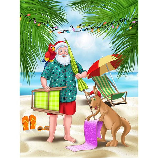 

Полный 5D алмазная живопись мультфильм Санта-Клаус Алмазная вышивка пляжная мозаика пейзаж приморский декор со стразами Рождество Full Round 20x30CM