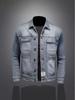 2025 Spring & Fall Men's Loose-Fit Denim Jacket - Casual Plus Size, Middle-Aged Workwear