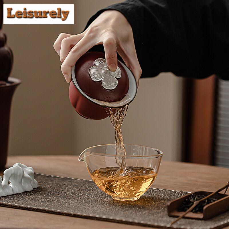 160ml Handgefertigte Zhiye Geschmorte Keramik Gaiwan Kakirot Ruyi Teetasse Haushalt Teezubereitung Deckelschale Teeservice Handwerk