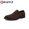 Black Men Dress Shoes Flock Derby 2024 Lace-up Handmade Men Business Casual Party Shoes Chaussures Pour Hommes