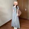 2026 Graues Petite Französisches High-End Langes Sommerkleid für Damen