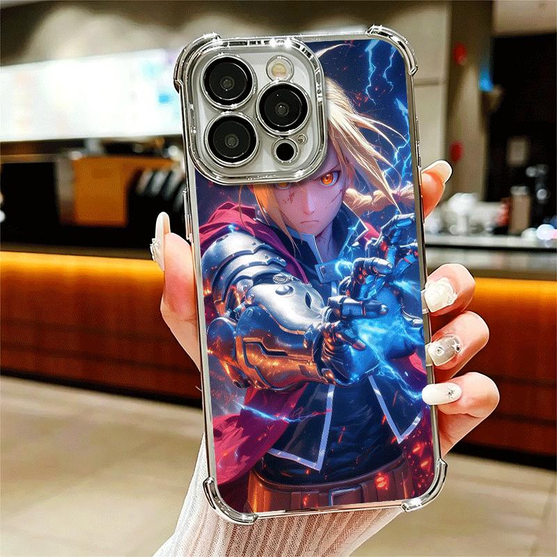 F-ullmetal A-Alchemist Anime Plating Phone Case For Iphone 16 17 Pro Max Air 16E 14 15 Plus 12 13 Mini Anti-Fall Airabag Cover