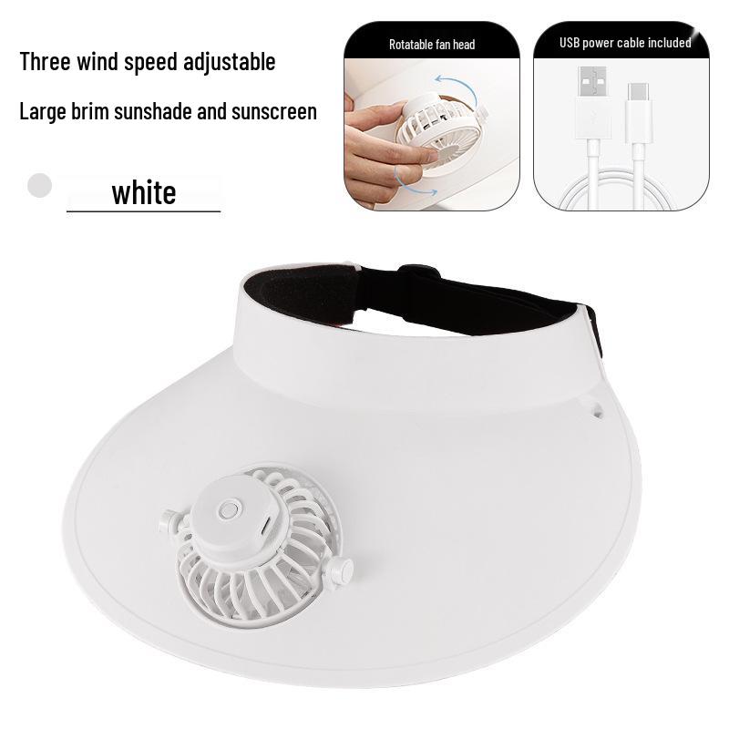 Rechargeable Solar Fan Sun Hat - UV Protection, Large Brim