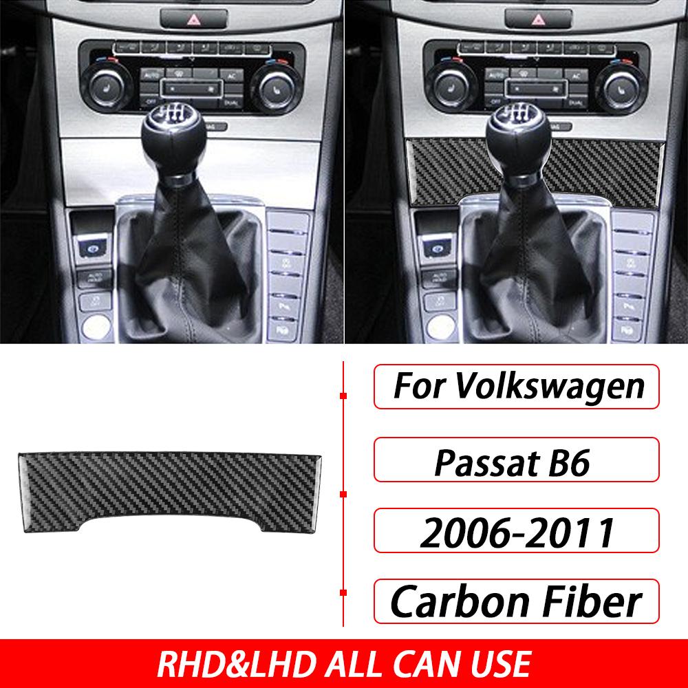 For Volkswagen Passat B6 2006-2011 Carbon Fiber Gear Shift Storage Box Panel Decorative Cover Car Interior Accessories Sticker