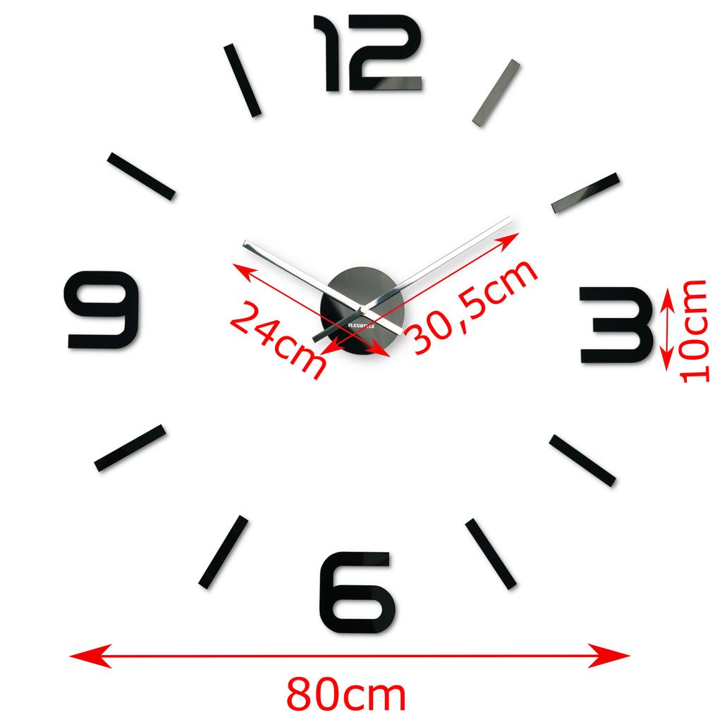 Large DIY Admirable Wall Clock 80cm Black
