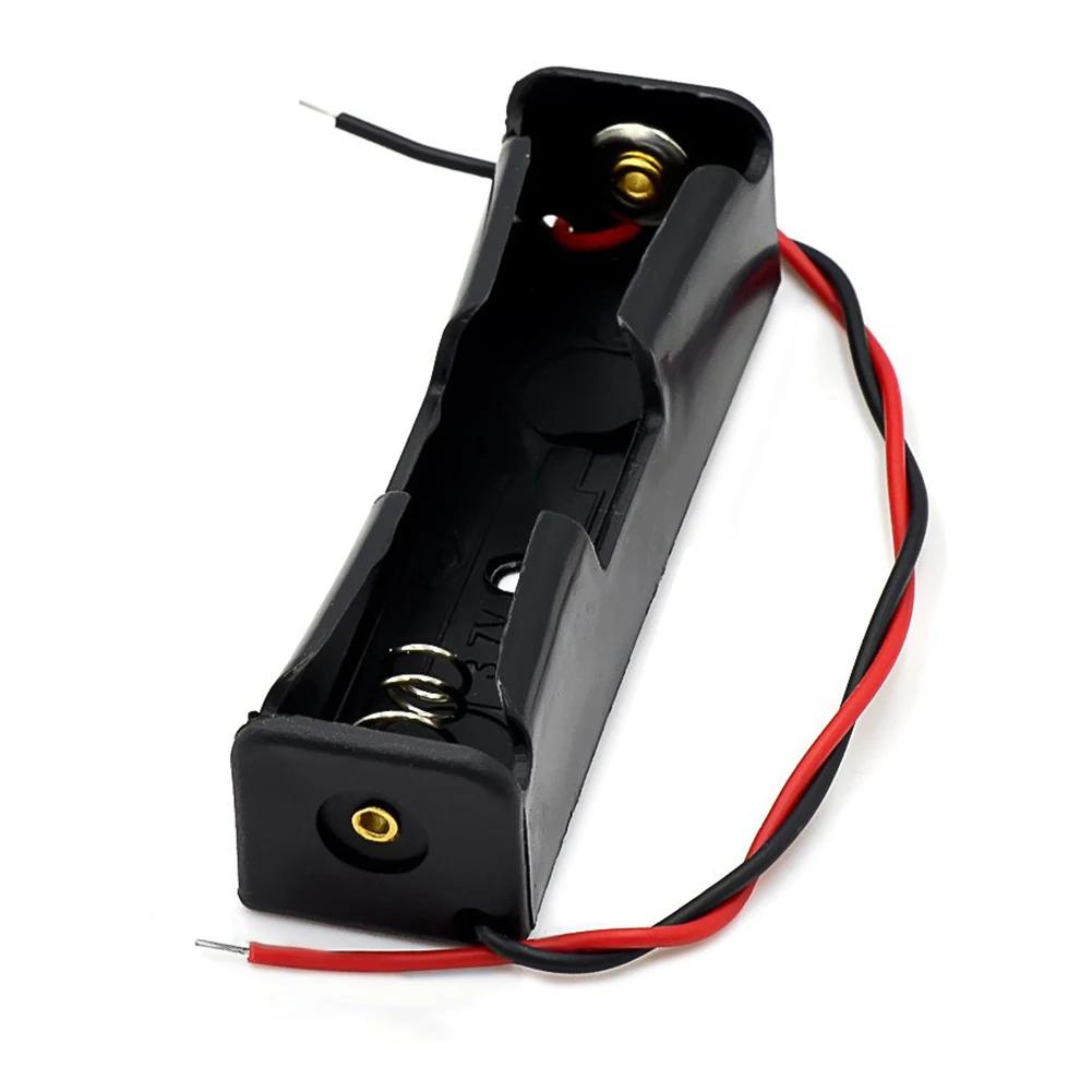 10-5 Pcs 1 2 3 4 Slot 18650 Battery Holder Plastic 18650 Battery Case Holder with Wire Lead Black for 18650 3.7V Battery
