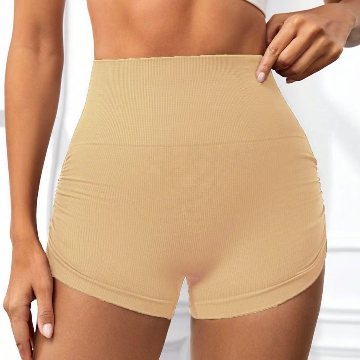 

Бесшовные спортивные шорты с высокой талией и контролем живота для женщин - Подтягивающие бедра, дышащие, с высокой эластичностью, для фитнеса Large
